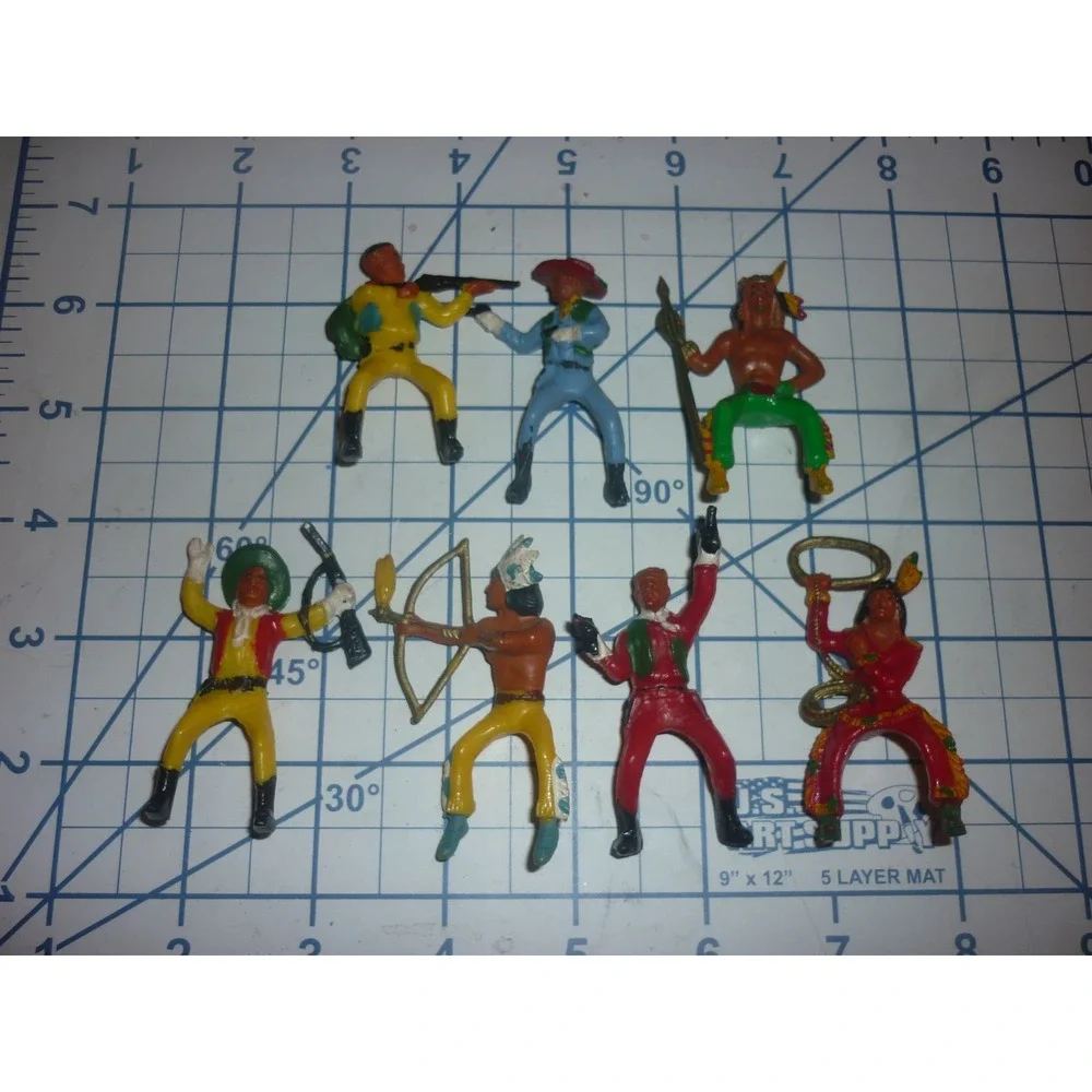 Starlux France Plastic Rider Figures Lot 7 Cowboys Native Americans Vintage 3